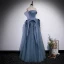Chic / Beautiful Ocean Blue Cascading Ruffles Prom Dresses 2022 A-Line / Princess Strapless Sleeveless Backless Floor-Length / Long Formal Dresses