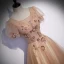Chic / Belle Champagne Robe De Bal 2022 Princesse Encolure Carrée Perlage Paillettes Manches Courtes Dos Nu Longue Robe De Ceremonie