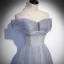 Charmant Bleu Ciel Glitter Paillettes Robe De Bal 2022 Princesse De l'épaule Manches Courtes Dos Nu Longue Robe De Ceremonie