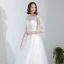 Modest / Simple White Lace Flower Light Wedding Dresses 2022 A-Line / Princess Scoop Neck 3/4 Sleeve Floor-Length / Long Wedding