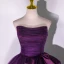 Elegant Prom Dresses Purple 2022 Ball Gown Strapless Sleeveless Backless Bow Floor-Length / Long Formal Dresses