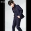 Fashion Navy Blue Long Sleeve Boys Wedding Suits 2022 Coat Pants Shirt Tie Vest Wedding