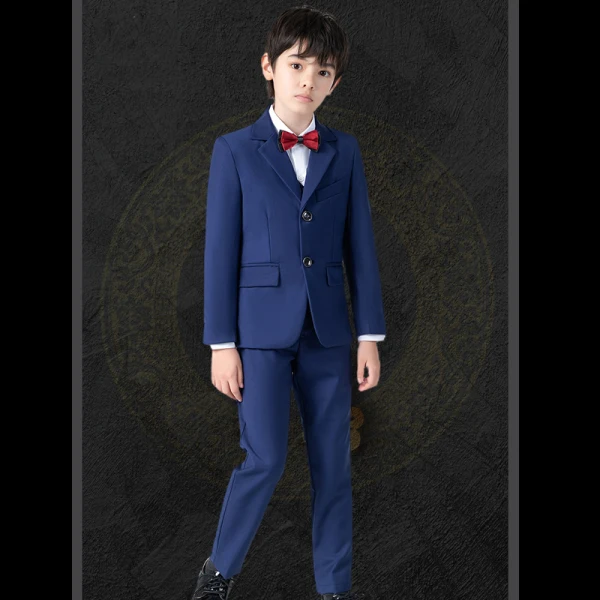 Fashion Black Long Sleeve Boys Wedding Suits 2022 Wedding Coat Pants Shirt Vest