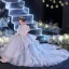 Classy Sky Blue Cascading Ruffles Flower Girl Dresses 2022 Ball Gown Scoop Neck Beading Sequins Short Sleeve Backless Court Train Flower Girl Dresses