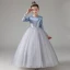 Sparkly Sky Blue Gradient-Color Sequins Birthday Flower Girl Dresses 2022 Ball Gown Scoop Neck Long Sleeve Floor-Length / Long Flower Girl Dresses