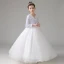 Chic / Beautiful Ivory Sequins Birthday Flower Girl Dresses 2022 Ball Gown V-Neck Long Sleeve Floor-Length / Long Flower Girl Dresses