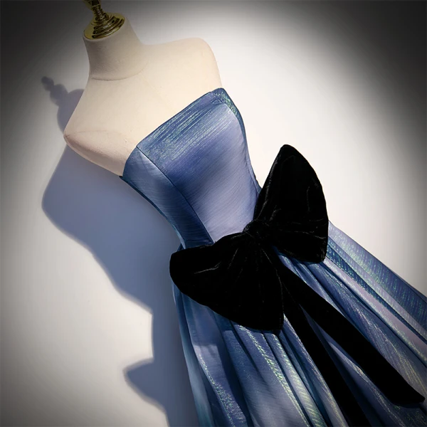 Chic / Belle Océan Bleu Dégradé De Couleur Robe De Bal 2022 Princesse Bustier Sans Manches Dos Nu Noeud Longue Robe De Ceremonie