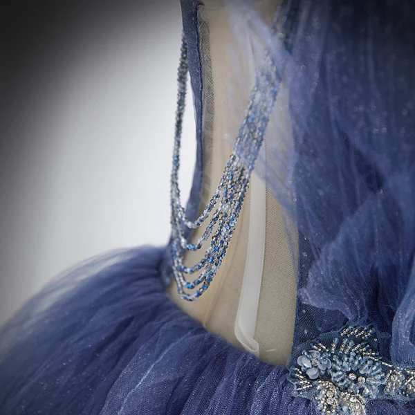 Charmant Himmelblau Fallende Rüsche Ballkleider 2021 A Linie Spaghettiträger Perlenstickerei Strass Pailletten Ärmellos Rückenfreies Sweep / Pinsel Zug Ball Festliche Kleider