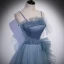 Chic / Beautiful Pool Blue Pleated Prom Dresses 2022 A-Line / Princess Spaghetti Straps Sleeveless Backless Floor-Length / Long Formal Dresses