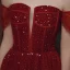 Chic / Belle Bordeaux Perlage Paillettes Robe De Bal 2022 Princesse De l'épaule Manches Courtes Dos Nu Longue Robe De Ceremonie