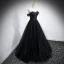 Charmant Noire Paillettes Robe De Bal 2021 Princesse De l'épaule Manches Courtes Dos Nu Longue Promo Robe De Ceremonie