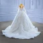 High-end Luxury / Gorgeous White Handmade  Beading Rhinestone Sequins Wedding Dresses 2022 Ball Gown Scoop Neck Long Sleeve Chapel Train Wedding