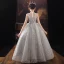 Chic / Beautiful Grey Birthday Flower Girl Dresses 2022 Ball Gown High Neck Beading Rhinestone Sequins Sleeveless Floor-Length / Long Flower Girl Dresses