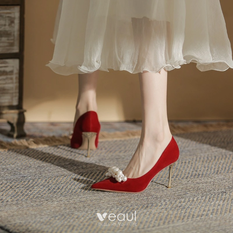 Women elegant shoes 019 high heel black/red