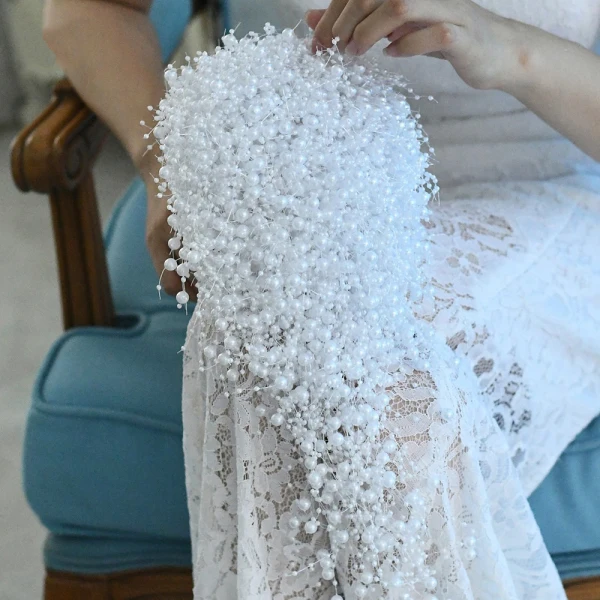 Stunning White Handmade  Pearl Wedding Flowers 2022 Accessories