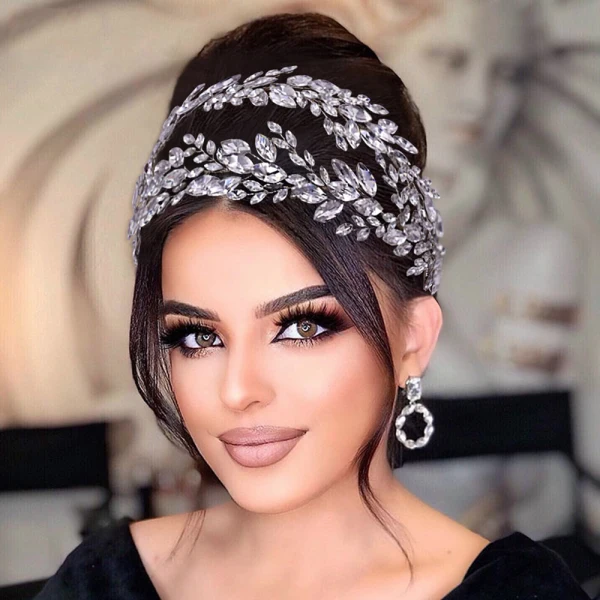 Snygga / Fina Silver Rhinestone Legering Tiara Brud Huvudbonad 2022 Bröllop Tillbehör