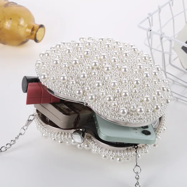 Chic / Beautiful White Pearl Evening Party Satin Clutch Bags 2022