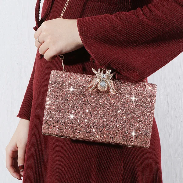 Glitter Rhinestone Pailletten Avond Roos Goud Handtassen 2022 Accessoires