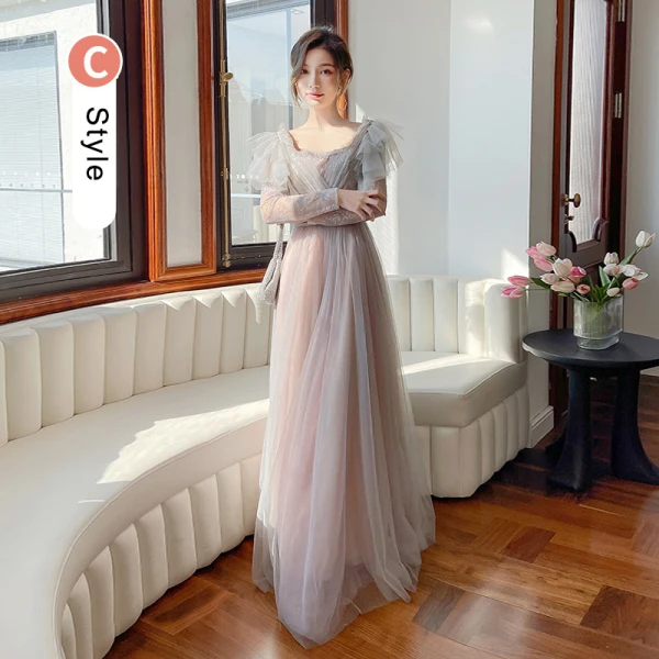 Chic / Belle Rougissant Rose Robe Demoiselle D'honneur 2022 Princesse Encolure Dégagée Paillettes Gonflée Manches Courtes Dos Nu Longue Robe Demoiselle D'honneur