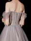 Flotte Grå Gallakjoler 2022 Prinsesse Off-The-Shoulder Beading Rhinestone Pailletter Ærmeløs Halterneck Lange Kjoler