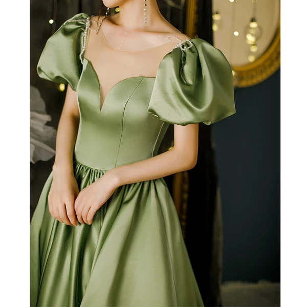 white green style dress Elegant Sheath Olive Green Prom Dresses Long Formal Dress P1115 –  PreppyDress main image 1