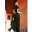 Vintage / Retro Black Evening Party Cheongsam 2022 Trumpet / Mermaid High Neck Short Sleeve Split Front Tea-length Cheongsam / Qipao