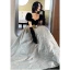 Fashion Black Prom Dresses 2022 A-Line / Princess Off-The-Shoulder Puffy Short Sleeve Backless Embroidered Floor-Length / Long Formal Dresses