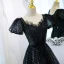 Charmant Noire Glitter Perlage Paillettes Robe De Bal 2022 Princesse Encolure Carrée Manches Courtes Dos Nu Longue Robe De Ceremonie