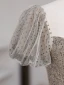 Scintillantes Argenté Glitter Paillettes Satin Robe De Bal 2021 Princesse Encolure Carrée Tachetée Manches Courtes Dos Nu Longue Robe De Ceremonie