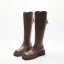 Vintage / Retro Brown Winter Street Wear Womens Boots 2022 Leather Round Toe Waterproof Flat Boots