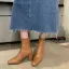 Vintage Brun Gateklær Vinter Boots Dame 2022 6 cm Tykk Hæler Firkantetå Boots