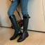 Moda Czarne Zużycie ulicy Zima Kozaki Damskie 2022 Skórzany Okrągłe Toe Płaskie Boots