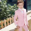 Mode Candy Roze Strik Lange Mouwen Jongens Kostuum 2022 Jas Broek Overhemd Das Vest