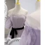 Charmant Lavande Robe De Bal 2022 Princesse De l'épaule Gonflée Manches Courtes Dos Nu Noeud Ceinture Longue Robe De Ceremonie