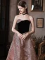Charmant Rosa Satin Ballkleider 2022 A Linie Bandeau Glanz Pailletten Ärmellos Rückenfreies Lange Festliche Kleider