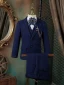 Bleu Marine Manches Longues Costume Garçon Mariage 2022 Bijoux De Corps Manteau Pantalon Chemise Cravate Gilet