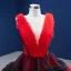 Inhabituel Rouge Volants en Cascade Robe De Mariée 2021 Robe Boule Volants V-Cou Sans Manches Dos Nu Chapel Train Mariage