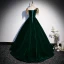 Chinese style Dark Green Suede Prom Dresses 2022 High Neck Beading Sequins Short Sleeve Rhinestone Tassel Floor-Length / Long Formal Dresses