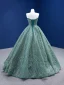 Haut de Gamme Vert Citron Robe De Bal 2022 Princesse Bustier Perlage Paillettes Sans Manches Dos Nu Longue Robe De Ceremonie