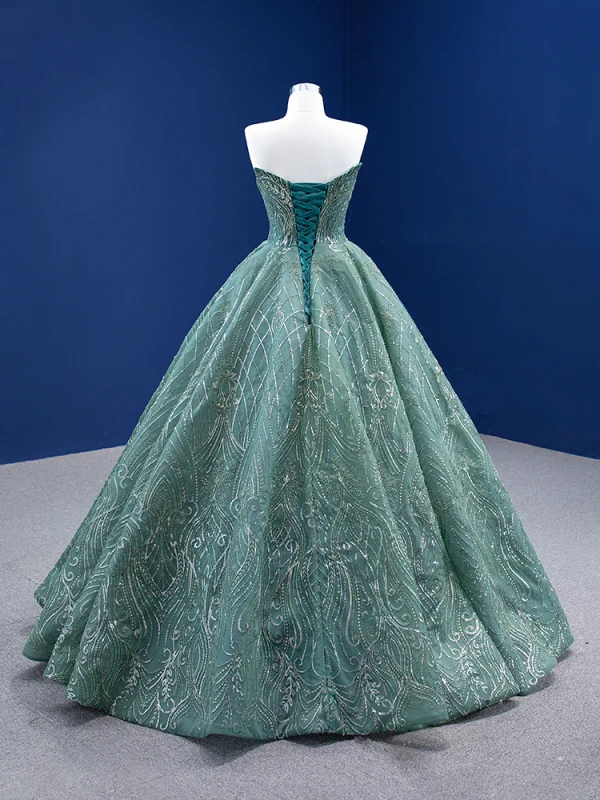 High-End Mint Green Prom Dresses 2022 A-Line Princess Strapless Beading Sequins Backless High-End Mint Green Prom Dresses 2022 A-Line Princess Strapless Beading Sequins Backless