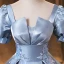Vintage / Retro Sky Blue Satin Prom Dresses 2022 Ball Gown Square Neckline Puffy Short Sleeve Backless Floor-Length / Long Formal Dresses