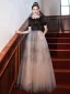Élégant Noire Paillettes Faux Diamant Robe De Bal 2022 Princesse Encolure Carrée Manches Courtes Dos Nu Longue Robe De Ceremonie