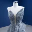 Sexy Gris Robe De Soirée 2021 Trompette / Sirène Bustier Perlage Perle Paillettes Gland Sans Manches Dos Nu Fendue devant Tribunal Train Soirée Robe De Ceremonie