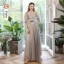 Chic / Beautiful Grey Beading Lace Flower Bridesmaid Dresses 2022 A-Line / Princess Rhinestone Sequins Short Sleeve Backless Floor-Length / Long Wedding Bridesmaid Dresses