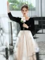Fashion Black Prom Dresses 2022 A-Line / Princess Square Neckline Star Sequins 3/4 Sleeve Backless Floor-Length / Long Formal Dresses