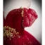 Mode Burgunderrot Ballkleider 2022 Ballkleid Kurze Ärmel Rückenfreies Off Shoulder Perlenstickerei Perle Pailletten Lange Festliche Kleider