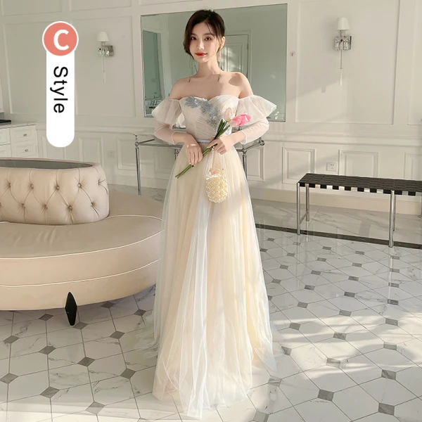 Fashion Daffodil Beading Sequins Lace Flower Bridesmaid Dresses 2022 A-Line / Princess Sash Short Sleeve Backless Floor-Length / Long Bridesmaid Dresses