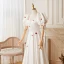 Vintage / Retro Ivory Satin Strawberry Prom Dresses 2022 A-Line / Princess Square Neckline Puffy Short Sleeve Backless Floor-Length / Long Formal Dresses