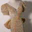 Scintillantes Doré Paillettes Robe De Soirée 2022 Trompette / Sirène V-Cou Manches Courtes Dos Nu Noeud Longue Robe De Ceremonie