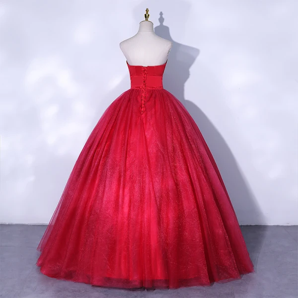 Chic / Beautiful Red Prom Dresses Ball Gown 2021 Strapless Sleeveless Backless Floor-Length / Long Prom Formal Dresses